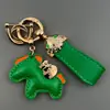 Gana Dinero Rápido Llavero Colgante Personalizado para Coche de Cuero de Vaca Hecho a Mano Año del Caballo Regalo Creativo para Hombres y Mujeres Correa para Llavero