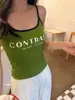 2226 # Estilo Nuevo de Verano Estilo Dulce Color Contrastante Patchwork Estampado de Letras Camisola Ajustada Todo en Uno con Almohadilla en el Pecho