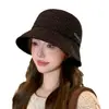 Chapéu bucket preto com padrão xadrez estilo francês para mulheres, casual, retrô, versátil e elegante, fazendo o rosto parecer menor