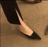 Meia-sapatilha Feminina Salto Baixo Bico Fino 2025 Novo Estilo Estilo Francês Salto Agulha Estampa de Leopardo Boca Rasa Preguiçoso Sandálias de Camurça