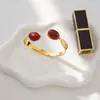 Jingqiao Pulsera de Acero Titanio Ágata Europea y Americana Pulsera Dorada Sin Desvanecimiento Joyería de Mano Joyería de Acero Inoxidable Pulsera Transfronteriza