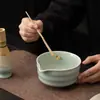 Juego de Matcha Cerámico con Patrón de Olas Japonesas, Tazón de Matcha con Pico Puntiagudo, Soporte para Batidor de Té, Batidor de Té de 100 Púas, Revendedor de Matcha