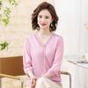 Ropa para mujeres de mediana edad y mayores, talla grande, ropa holgada para madres, nueva moda de verano, cárdigan falso, camiseta con costuras, top de siete mangas