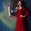 Vestido de Brindis de Novia 2026 Primavera Nuevo Vestido de Noche Cuello Cuadrado Manga Larga Sencillo y Elegante Vestido Largo para Uso Diario