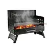Grelha de Churrasco Dobrável para Exterior Fogareiro Portátil de Camping Fogareiro Caixa Preta Grelha de Carvão Multifuncional à Prova de Vento