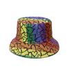 Sombrero de pescador con estampado de arcoíris y diseño de amor transfronterizo de Amazon para verano, ideal para estudiantes y mujeres.