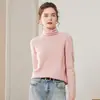 Nova Camisa de Base de Tricô de Caxemira Outono e Inverno para Mulheres, Pronta para Vestir de Primeira Linha Gola Alta Solta Quente Suéter Pulôver