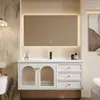 Lavabo pastoral simple estilo francés y combinación de mueble de baño, mueble de lavabo de baño integrado