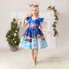 Nuevo vestido de cena navideña para niñas europeas y americanas de Amazon, vestido de fiesta de actuación para niñas.