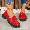 Transfronterizos Tallas Grandes 20266 Otoño Nuevo Mocasines Británicos Zapatos Pequeños de Cuero para Mujer Superficie Brillante Tacón Bajo Lazo Casual Zapatos Individuales