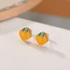 Brincos Quadrados Simples Versáteis Elegantes Yiluyin S925 Prata Esterlina Banhado a Ouro Jade Água Clara Cera de Abelha Esmalte Borboleta
