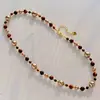 Collar Natural Fino de Piedra Ojo de Tigre Perla Shijia Cadena para Clavícula Collar Maillard para Mujer Otoño e Invierno