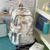 Mochila nueva tie-dye, mochila de nicho de alto valor, mochila estudiantil de gran capacidad, mochila estudiantil de bloques de color