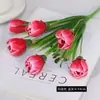 Flores Artificiais Transfronteiriças Buquê de Tulipa Aberta com 6 Cabeças Flores Falsas Decoração de Piso para Casamento Hotel Sala de Estar TV Enfeites