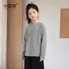 Camada Base Fitte para Meninas 2026 Outono Nova Camiseta de Manga Longa Cor Sólida para Crianças Médias e Grandes Moda Roupa Íntima Infantil