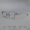 Gafas de prescripción ultraligeras de titanio puro de lujo ligero para hombre, montura plateada, montura de titanio de negocios LEX, gafas de montura cuadrada retro
