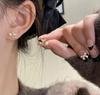 TikTok Mesmo Estilo Pequeno e Requintado Micro-incrustado Rabo de Peixe Brincos de Pérola Estilo Feminino Luz Luxo High-end Brincos Doces Brincos