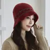 Cachemira 2026 Otoño/Invierno Nuevo Estilo Japonés para Mujer Sombrero de Pescador Bloque de Color Tejido a Mano Resistente Sombrero de Punto Grueso Cálido