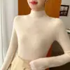 Suéter básico de punto fino de cuello medio alto para mujer de alta gama, nueva prenda de punto de otoño, capa interior adelgazante con patrón de espina de pez