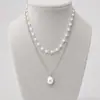 Collar con colgante de perlas de doble capa de estilo nicho de hadas de Corea del Sur, gargantilla de temperamento simple para mujer, cadena de clavícula de moda