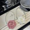 Colar de flor de rosa e pérola estilo feriado, gargantilha de venda quente, corrente de clavícula de flor de pérola doce