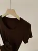Camiseta Básica Omalai Cor Pura Versátil Gola Redonda Manga Curta para Mulheres 2026 Nova Coleção Primavera/Verão Top para Usar por Baixo 6416