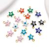 1 Colgante de Acero Inoxidable Electrochapado al Vacío de Colores con Goteo de Aceite, Estrella de Cinco Puntas de Doble Cara, Ojo del Diablo, Accesorios para Joyería DIY