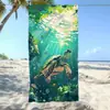 Toalha de Banho de Secagem Rápida Absorvente de Água Estilo Oceano Azul de Verão Microfibra Desenho Animado Tartaruga Estrela do Mar Toalha de Praia