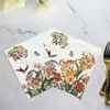 Em estoque fabricantes fornecem flores e plantas coloridas feliz aniversário criativo guardanapos impressos flores e plantas feriado atacado