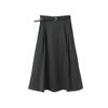 [Oufan] Falda de Lana Plisada Estilo Hepburn de Cintura Alta, Corte Holgado y Adelgazante, Adecuada para Otoño e Invierno, Falda Larga Estilo Traje 1139