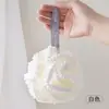 Flor de banho de renda com pérolas, estilo menina, com malha espessa, projetada para evitar que desfie, criando uma espuma densa e rica para banho e chuveiro