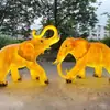 Escultura Luminosa de Fibra de Vidrio con Forma de Elefante Grande, Escultura de Elefante Luminoso, Luz de Paisaje Luminosa con Forma de Animal para Turismo Cultural al Aire Libre