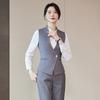 Traje Chaleco Profesional Gris Otoño de Fabricante para Mujer, Uniforme de Trabajo de Esteticista de Servicio al Cliente, Ropa de Trabajo de Recepción de Hotel