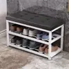 Arte em Ferro Leve Luxo Sensação de Alto Padrão Uso Doméstico Banqueta Armário de Sapatos Banqueta Integrada Porta de Entrada Banqueta para Sapatos Porta-Sapatos de Entrada