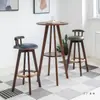 Mesa de Bar Doméstica Mesa Redonda Pequena Cadeira Simples para Varanda Café Banqueta Alta Combinação Pernas de Madeira Maciça Nórdico Loja de Chá com Leite