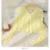 Chaqueta Cardigan de Punto de Seda Helada de Lino de Bambú con Cuello en V para Mujer, Protección Solar Delgada de Verano, Nueva Camisa Top de Manga Larga para Aire Acondicionado