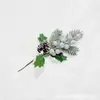 Decorações de Natal Transfronteiriças, Acessórios para Buquês, Flocos de Neve, Frutos de Azevinho, Pinhas Plásticas Artificiais, Combinação de Conjunto de Galhos Pequenos