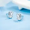 Pendientes de botón de cachorro lindos con circonita incrustada de diamantes estilo coreano para mujer, pendientes de botón de cachorro del Zodiaco con epoxi, joyería fresca y dulce