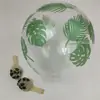 Globo Blanco de 12 Pulgadas 2.8g con Hoja Verde, Globo de Hoja de Tortuga Hoja de Coco, Globo de Hoja con Patrón Completo de Cinco Lados
