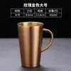 Taza de Acero Inoxidable Amazon 304 de Doble Capa Martillada Diamante con Asa, Acabado Recto Arenado, Taza Aislada para Cerveza y Café