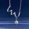 Collar de Moissanita Plata de Ley S925 Cadena para Clavícula para Mujer Colgante de 1 Quilate Lujo Ligero Estilo Japonés y Coreano de Gama Alta Transfronterizo Europeo y Americano