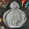 Sudadera con capucha y cremallera de forro polar con estampado de leopardo negro, marca de moda de alta gama Y2K, para hombre y mujer