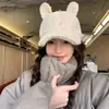 Gorra de Béisbol Adorable con Orejas de Conejo para Mujer, Otoño e Invierno, Lana de Cordero Engrosada Cálida Versátil para Adelgazar la Cara, Gorra Tipo Pato