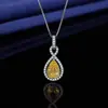 Xiaohongshu Kuaishou Douyin Celebridade da Internet Transmissão Ao Vivo Colar Banhado a Prata Pedra de Alto Carbono Diamante Quadrado Gota d'Água Formato Pera Pingente Feminino Atacado