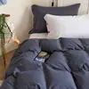Juego de cuatro piezas de algodón 100% tejido a color, funda nórdica 100% algodón puro, sábana plana, sábana ajustable, rosa, juego para dormitorio de estudiante, adecuado para todas las estaciones