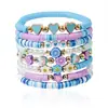 Pulsera para el Día de San Valentín Transfronteriza AliExpress Venta al por mayor Corazón de Amor Flor de Arcilla Blanda Pulsera de Cuentas con Letras Set de Joyería de Comercio Exterior