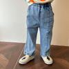 Jeans Elásticos para Niños Ropa de Primavera para Niños Pantalones Casuales para Niñas 2025 Nuevo Primavera y Otoño Pantalones Rectos para Bebé