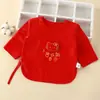 Camiseta de medio cierre para recién nacido, talla 59, roja, algodón puro, transpirable, manga larga, adecuada para bebés, top para bebé
