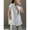 Camisa de lino y algodón estilo japonés para mujer, holgada, cómoda, informal, a la moda, sin mangas, de verano