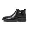 Botines Chelsea de Cuero Británicos de Talla Grande para Otoño e Invierno, Nuevos Botines Casuales de Moda Brogue para Hombre
